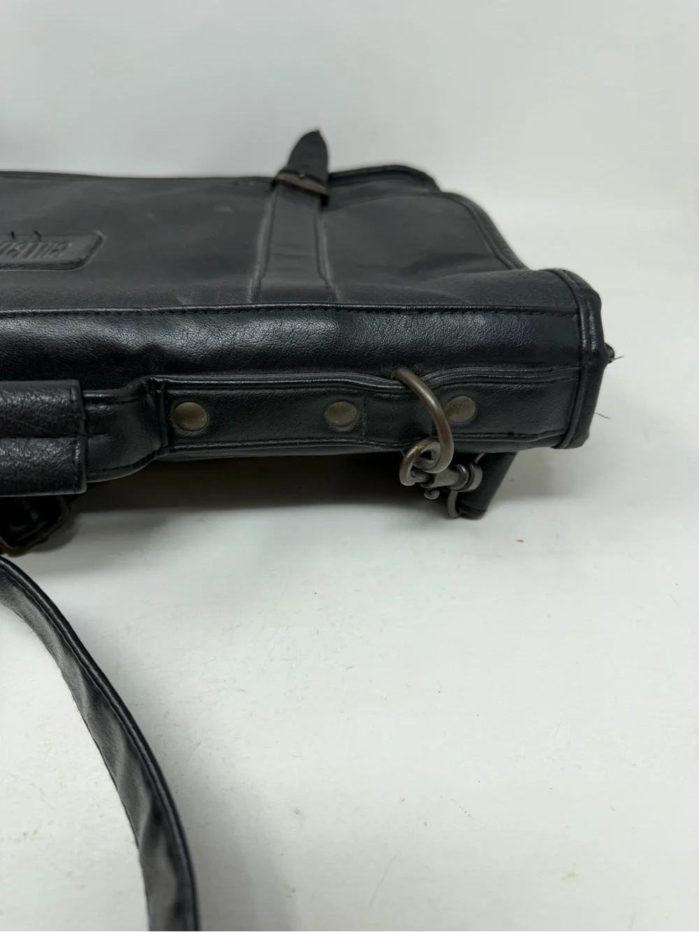 Vintage Bill Blass Leather Briefcase Messenger Bag Black Multi Pocket Work Bag